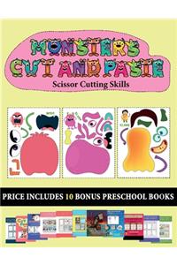 Scissor Cutting Skills (20 full-color kindergarten cut and paste activity sheets - Monsters)