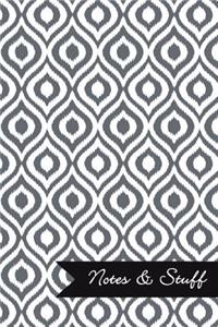 Notes & Stuff - Slate Grey Lined Notebook in Ikat Pattern