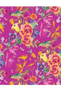 My Big Fat Bullet Journal Bird in Flowers Pattern on Pink