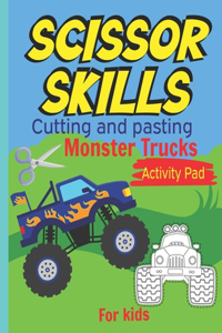 Scissor Skills Cutting and pasting Monster trucks activity pad for kids
