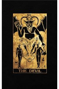 The Devil: Tarot Card Journal - 5 x 8 College 120 Ruled Pages - Black Leather Style and Gold - College Ruled Notebook