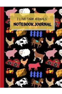 I Love Farm Animals Notebook Journal