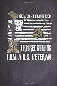 Avinu Athletics - Proud Military U.S. Veteran - Served Sacrificed Regret Nothing - American Flag Dog Tag Boots Journal