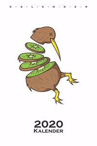 Kiwivogel ist zerteilt wie eine Kiwifrucht Kalender 2020