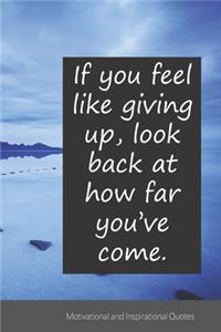 If you feel like giving up, look back at how far you've come.