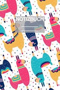 Notizbuch A5 Muster Zeichnung Bunte Lamas Llama Alpaka