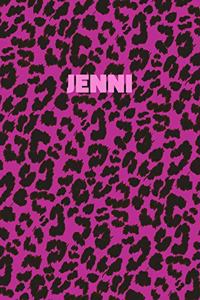 Jenni: Personalized Pink Leopard Print Notebook (Animal Skin Pattern). College Ruled (Lined) Journal for Notes, Diary, Journaling. Wild Cat Theme Design wi