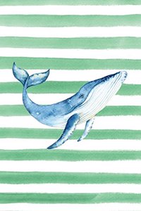 Blue Whale Watercolor Stripe Journal, Dot Grid