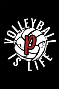 P Monogram Initial Volleyball Journal