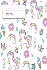 Unicorn Baby Pattern Composition College Ruled Book (7.44 x 9.69) 200 pages V7