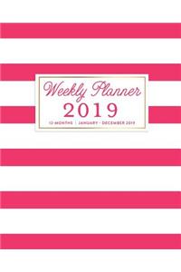 Weekly Planner 2019, 12 Months January - December 2019