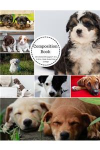 Composition Book 100 Sheets/200 Pages/7.44 X 9.69 In. Wide Ruled/ Puppy Collage