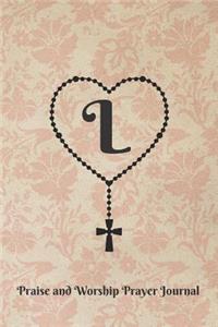 Letter L Personalized Monogram Praise and Worship Prayer Journal - Rosary Cross