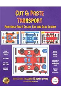 Printable Pre K Color, Cut and Glue Lesson (Cut and Paste Transport)