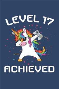 Level 17 achieved Notebook, funny dabbing unicorn Gamer birthday gift blank lined journal
