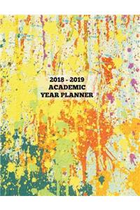 Yellow and Green Splatter Paint Art 2018 - 2019 Academic Year Planner