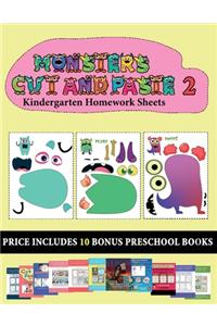 Kindergarten Homework Sheets (20 full-color kindergarten cut and paste activity sheets - Monsters 2)