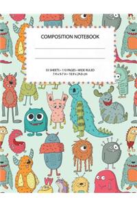 Colorful Cute Monsters Composition Notebook