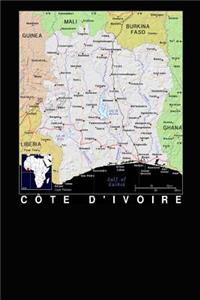 Modern Day Color Map of the Nation Cote d'Ivoire in Africa Journal
