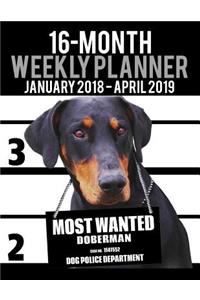 2018-2019 Weekly Planner - Most Wanted Doberman Pinscher