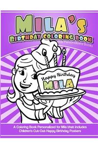 Mila's Birthday Coloring Book Kids Personalized Books