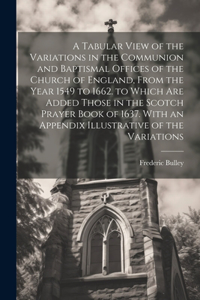 A Tabular View of the Variations in the Communion and Baptismal Offices of the Church of England, From the Year 1549 to 1662. to Which Are Added Those in the Scotch Prayer Book of 1637. With an Appendix Illustrative of the Variations