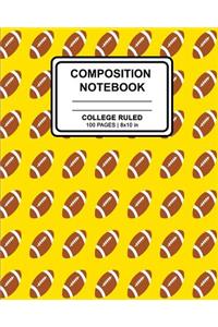 Composition Notebook: Sports Football Print Cover Design Ruled Blank Lined Paper Notebook for School, Office, Writing Notes