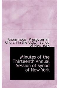 Minutes of the Thirteenth Annual Session of Synod of New York