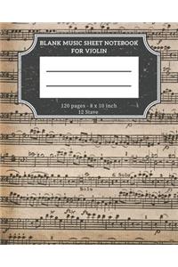 Blank Music Sheet Notebook For Violin