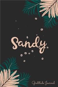 Sandy Gratitude Journal: Pretty Daily Gratitude Personalized Journal For Women With Name And Fern Leaves