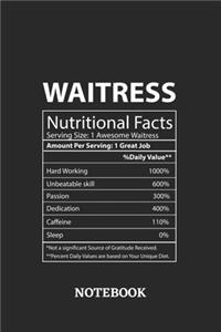 Nutritional Facts Waitress Awesome Notebook