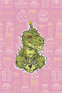 Funny T Rex Dino Christmas - Journal Journal Lined about A5 FORMAT - notepad for school and work. Christmas theme, dinosaur, dinosaurs