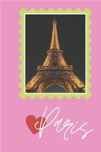 Stamp Paris Eiffel Tower Travel Lined Journal, Ruled Personal Diary Notebook for Women and Girls, Softcover Writing Notepad Gift, 120 Pages