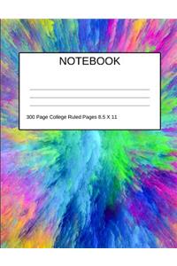 Notebook 300 Page College Ruled Pages 8.5 X 11 Tie Dye
