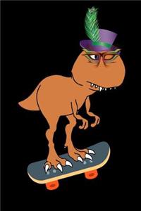 Mardi Gras T Rex Skateboarding Notebook Journal 120 College Ruled Pages 6 X 9