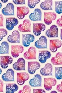 Bullet Journal Notebook Ethnic Watercolor Hearts Pattern on Cream