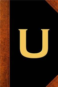 Monogram U Personalized Journal Custom Monogram Gift Idea Letter U Vintage Style