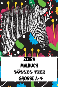 Malbuch - Grosse A4 - Süßes Tier - Zebra