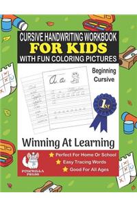 Cursive Handwriting Workbook For Kids With Fun Coloring Pictures Beginning Cursive