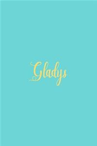 Gladys: Personalized Name Turquoise Matte Soft Cover Notebook Journal to Write In. 120 Blank Lined Pages