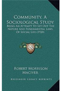 Community, A Sociological Study