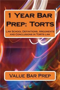 1 Year Bar Prep: Torts: Law School Definitions, Arguments and Conclusions in Torts Law