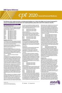 CPT 2020 Express Reference Coding Card: General/Internal Medicine