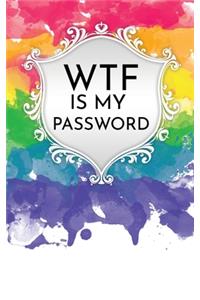 WTF is my Password Rainbow Watercolor Floral Password Book