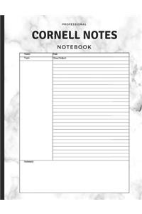 Professional Cornell Notes Notebook: Organize Lectures or Study Points with a Systematic Method; Essential Undated Composition Book with Ruled Lines for University Student, Writer & Pro