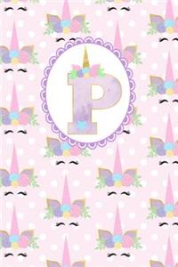 Unicorn Monogram Journal - Letter P