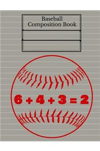 Baseball Double Play Composition Book, Graph Paper, 5x5 Grid