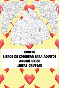 Libros de colorear para adultos - Líneas gruesas - Animal único - Conejo