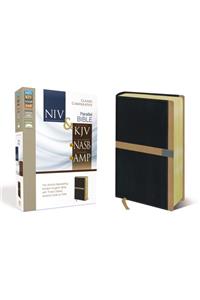 NIV, KJV, NASB, Amplified, Classic Comparative Parallel Bible, Leathersoft, Black/Tan