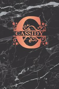 Cassidy: Personalized Journal Notebook for Women or Girls. Monogram Initial C with Name. Black Marble & Rose Gold Cover. 8.5 X 11 110 Pages Lined Journal Pap